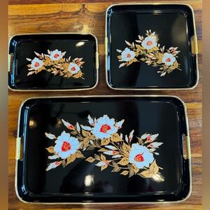 Vintage Toyo Japan Lacquered Tray Set